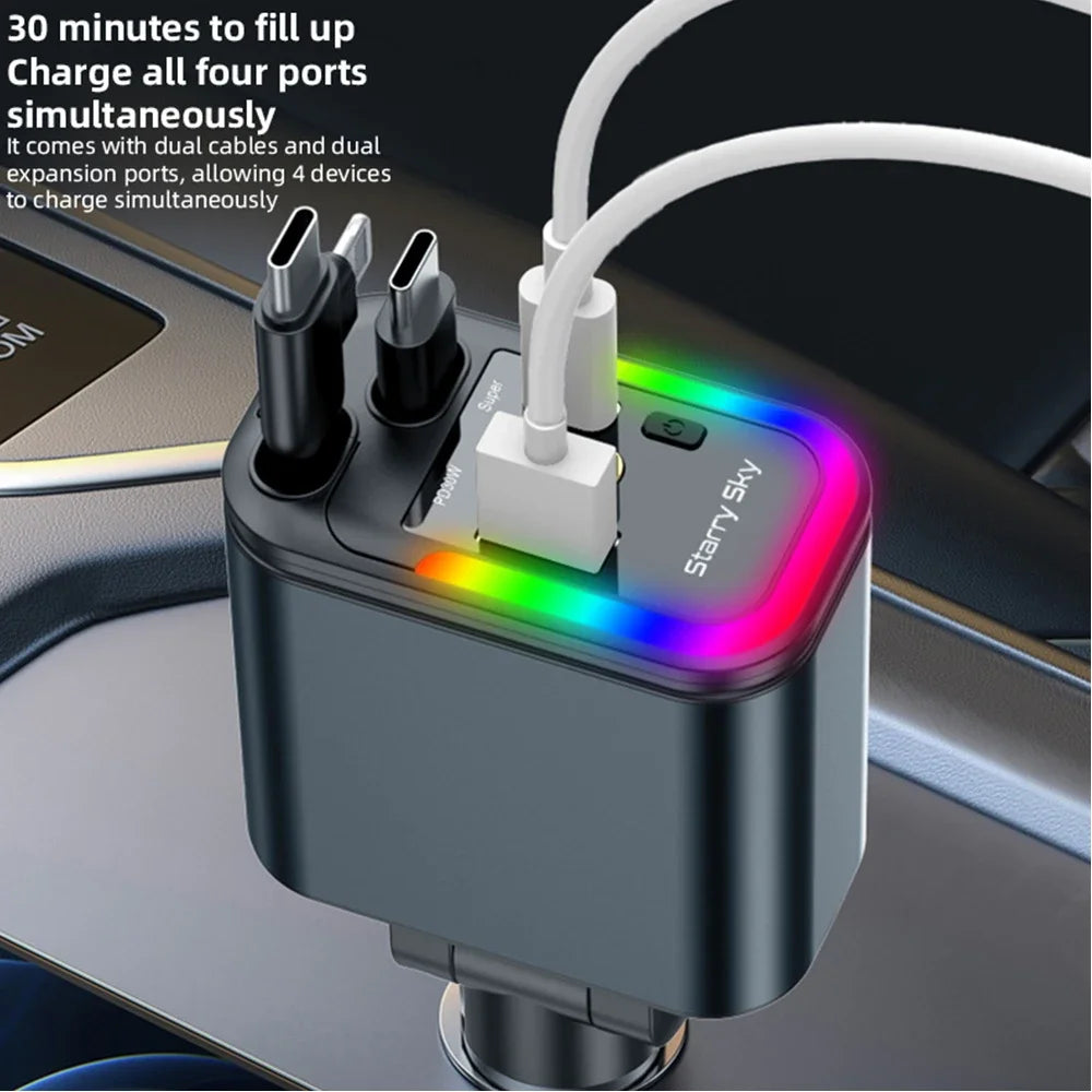 AutoVibe™ 180W 5 In 1 Retractable Car Charger