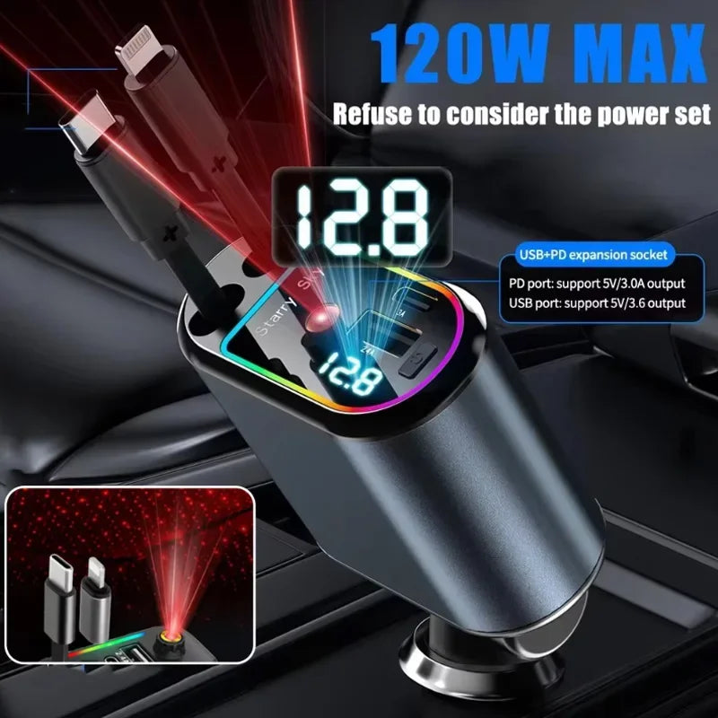 AutoVibe™ 180W 5 In 1 Retractable Car Charger