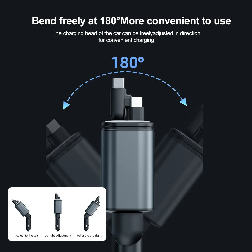 AutoVibe™ 180W 5 In 1 Retractable Car Charger
