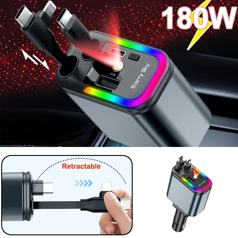 AutoVibe™ 180W 5 In 1 Retractable Car Charger